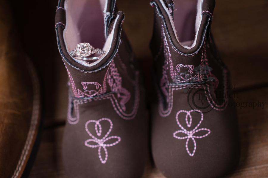 Wedding ring in baby boots