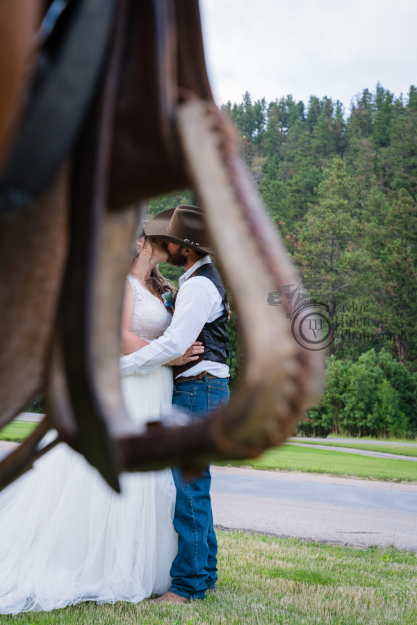 horse, bride and groom photo