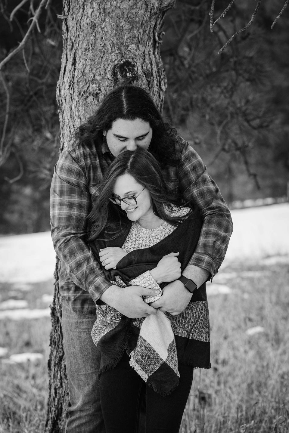 Couple Black and white outdoors Engaged